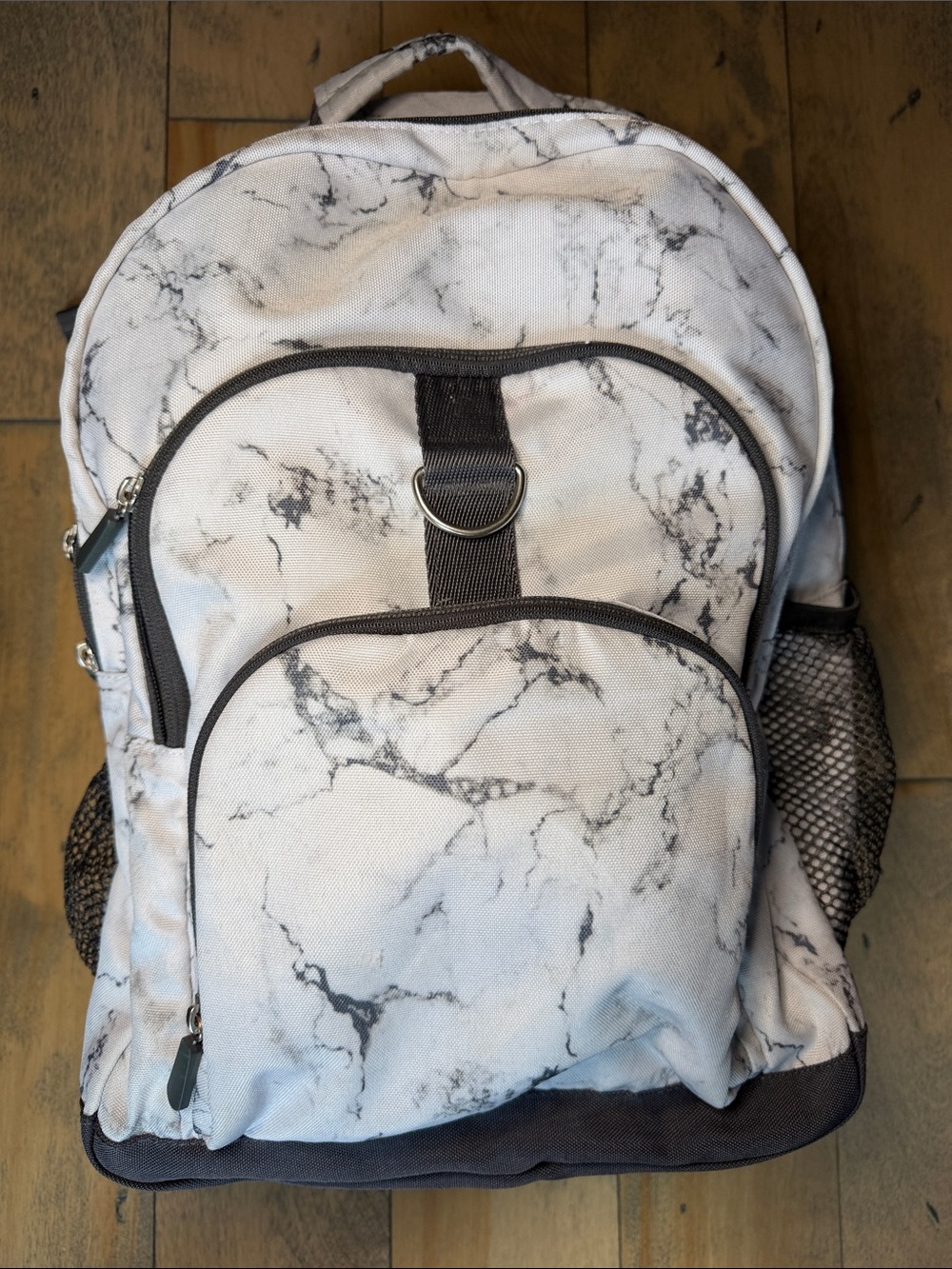 EXCELLENT Pottery Barn Teen White black Marble print quarry backpack XL - Picture 3 of 11